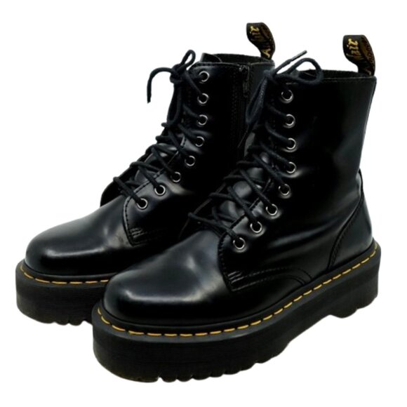 DR MARTENS~JADON PLATFORM BLACK LEATHER LACE UP Boot WOMENS SIZE 7 - Picture 1 of 8